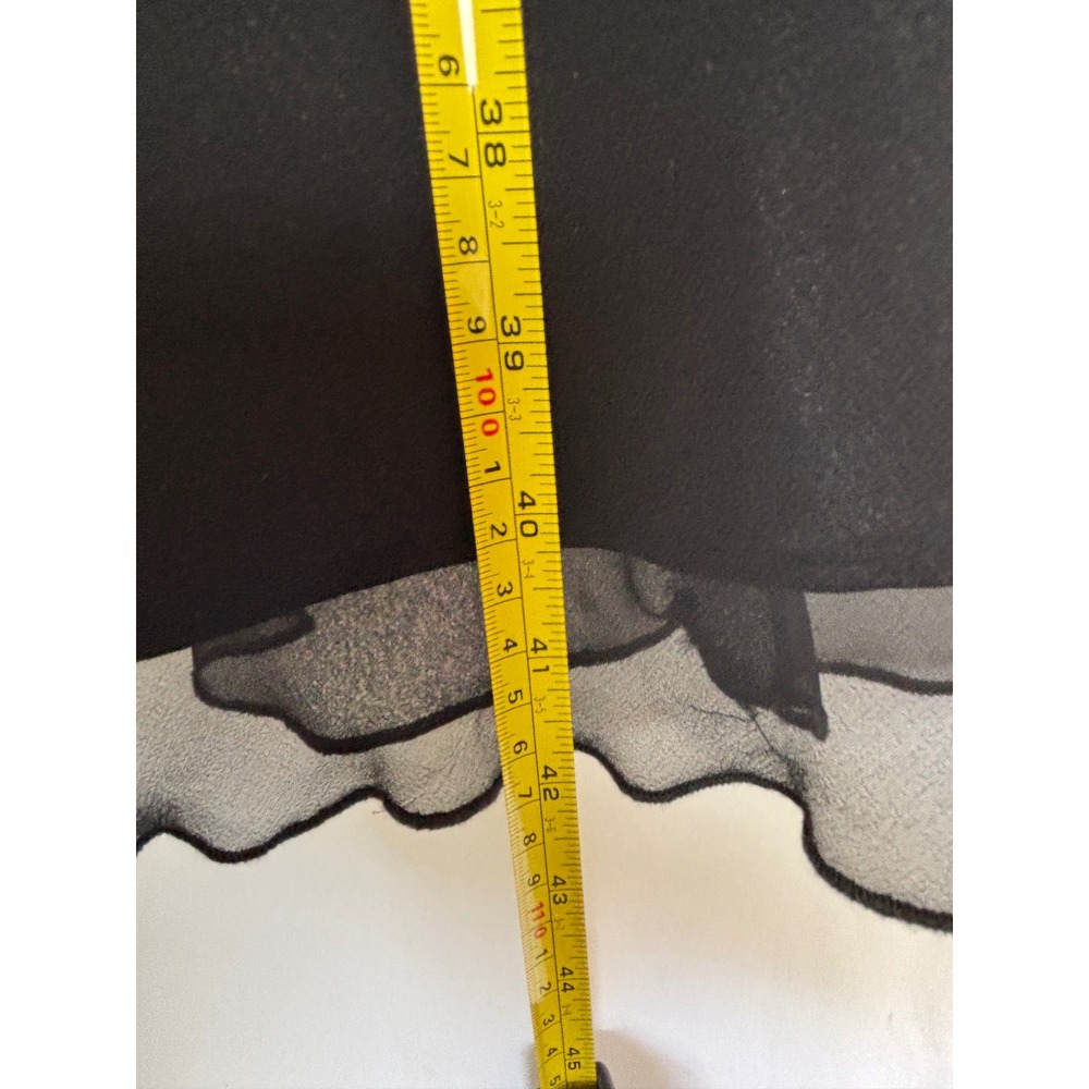 ABS Black Embroidered Dress Sheer Ruffle Sz 12 Y2K Whimsigoth Dark Fairy - Picture 4 of 10